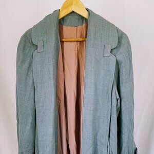 Vintage Gray 1960s Pacific Craft Fabric Wool Trench Coach Red Silk